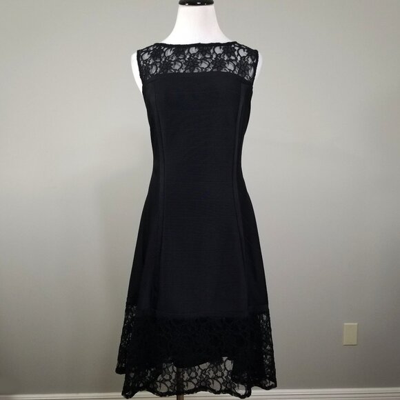 Julia Jordan Womens Sz 14 Shutter Panel Alencon Lace Dress LBD Cocktail Evening - Picture 1 of 11